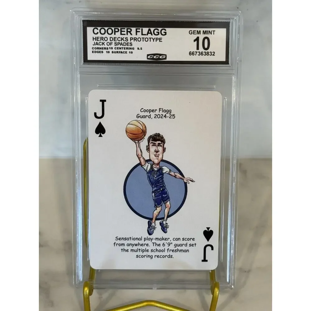 Cooper Flagg Hero Decks Prototype Jack of Spades Graded Gem Mint 10 - 2025 ROTY